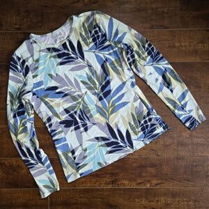 Hang Ten Tropical Leaf Print Swim Shirt Size Small